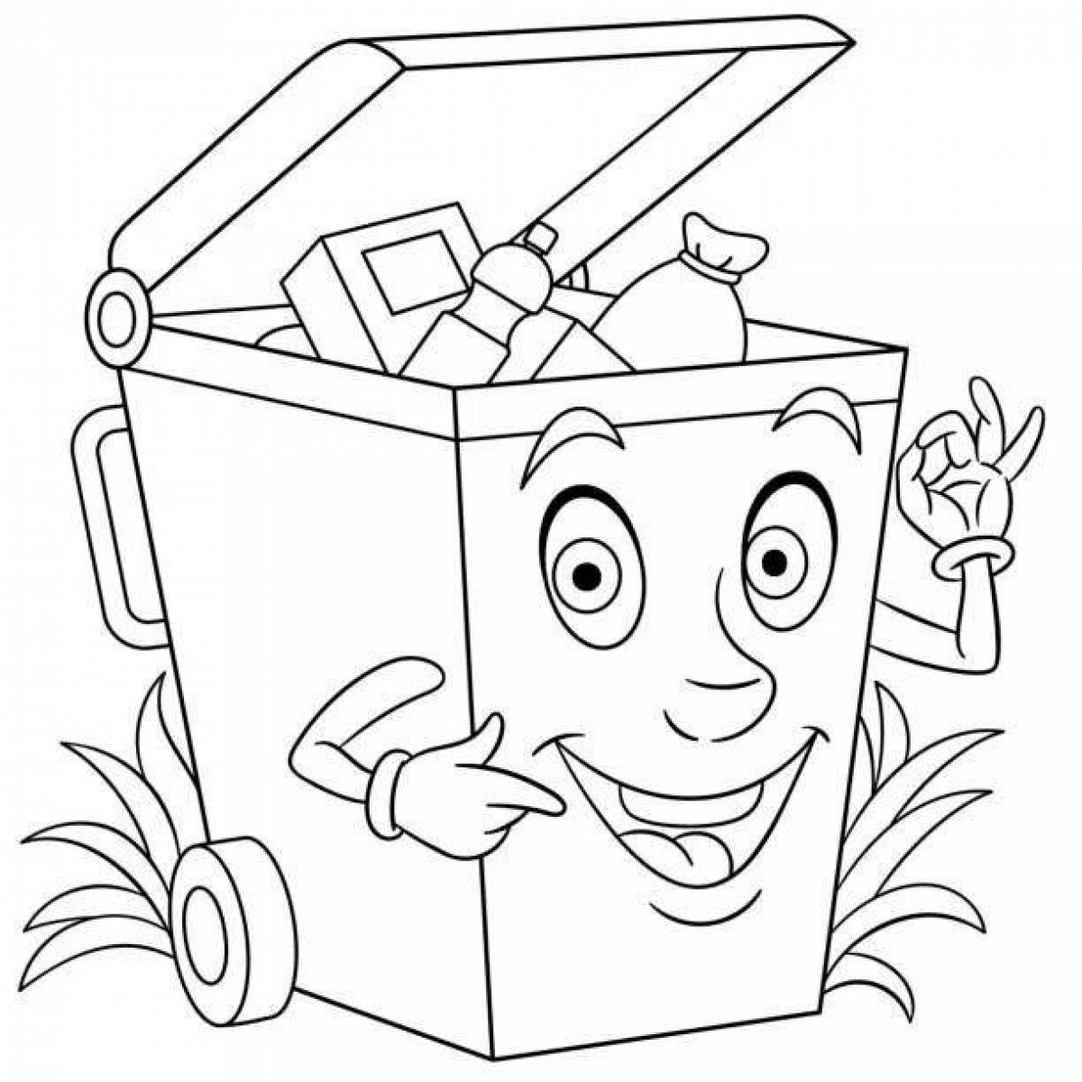 Detailed trash coloring page