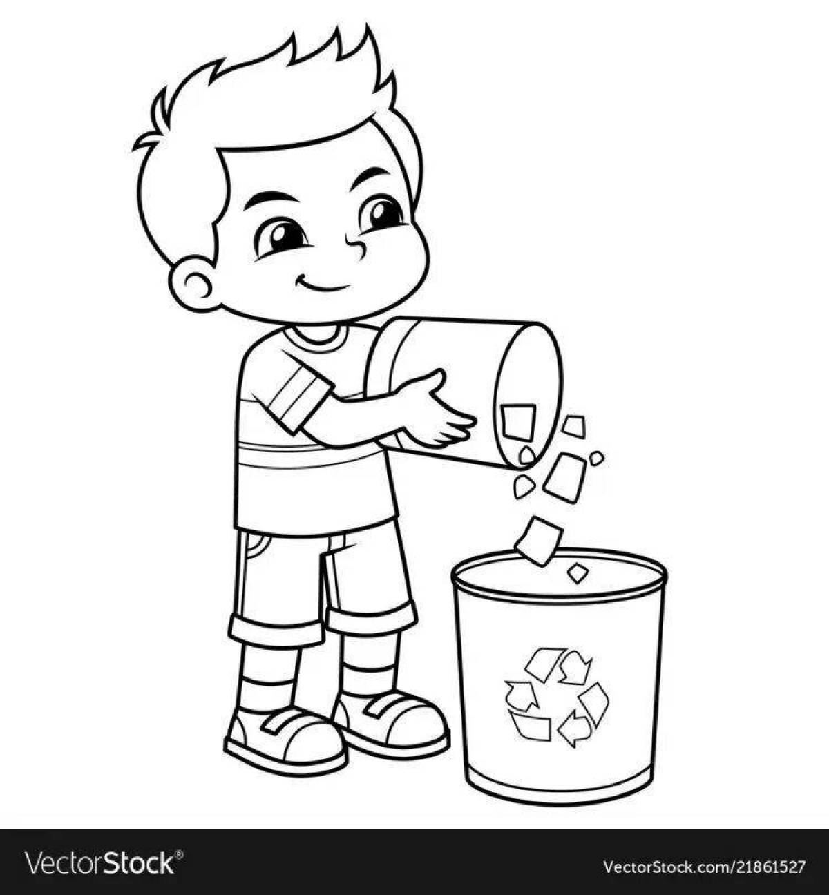 Intricate garbage coloring page