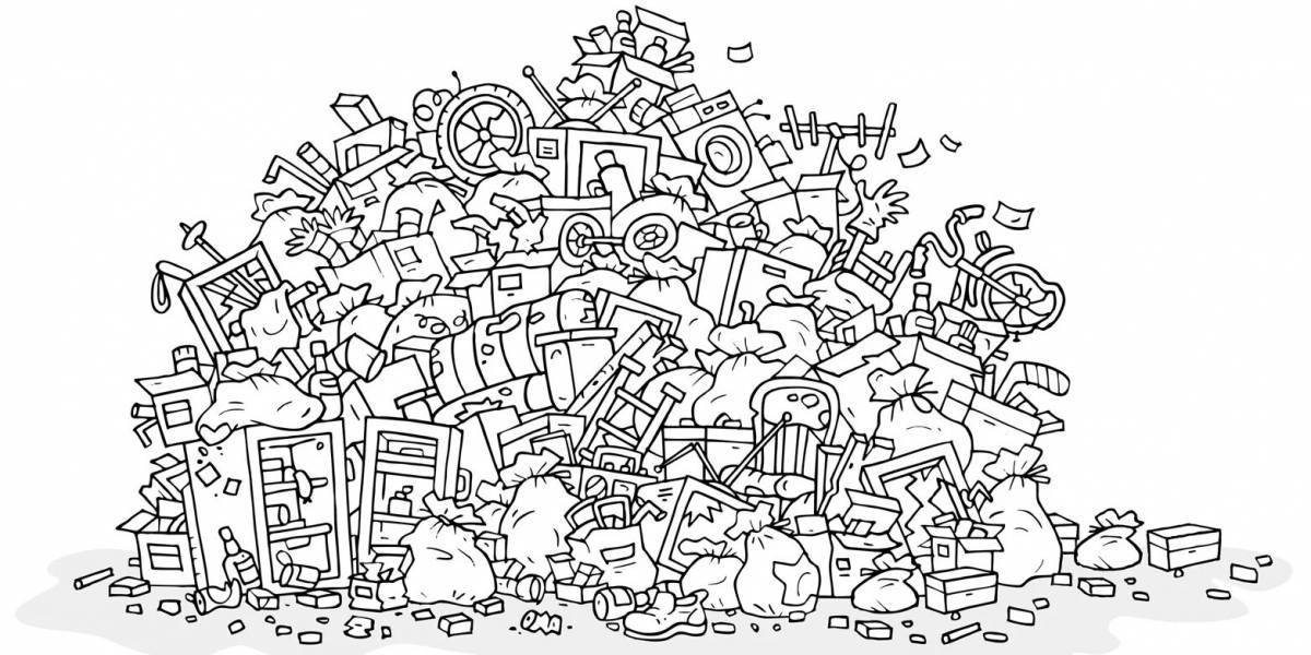 Glowing trash coloring page