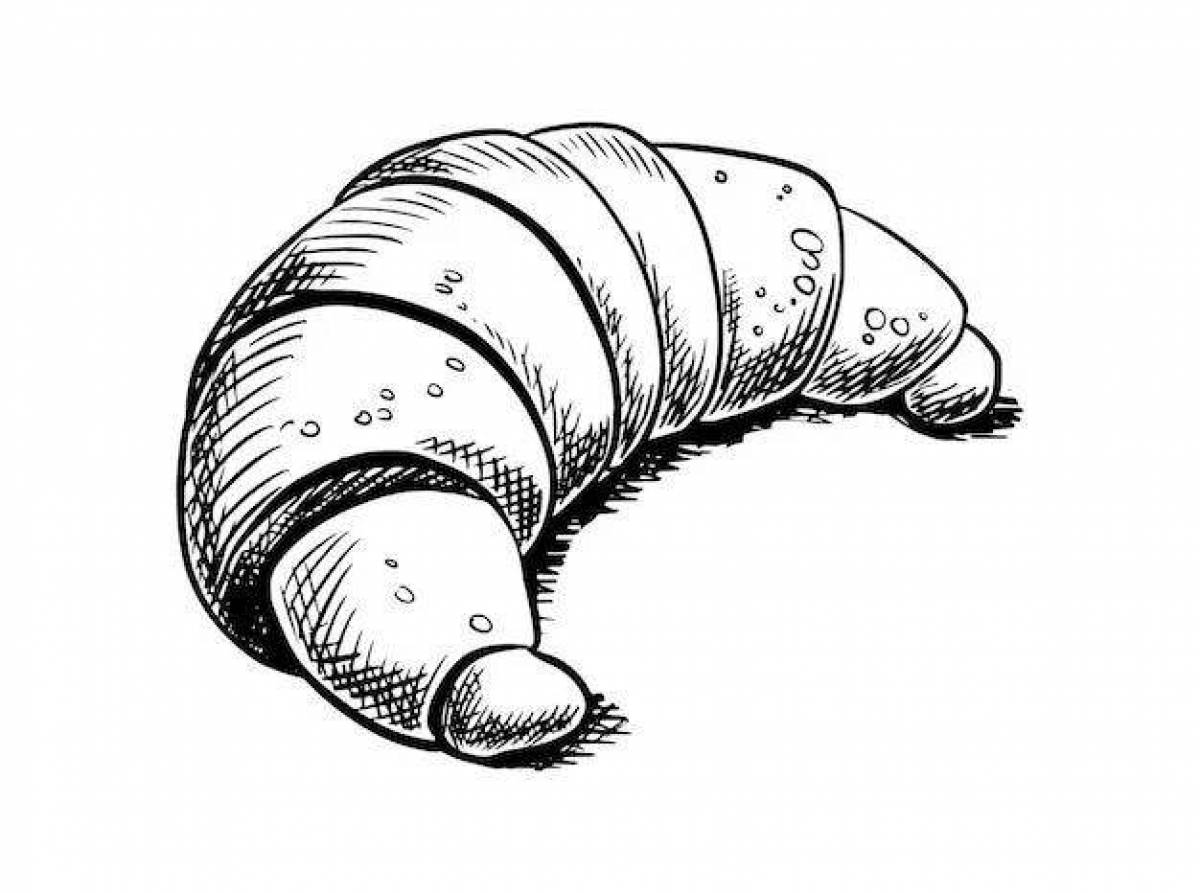 Nutty croissant coloring page