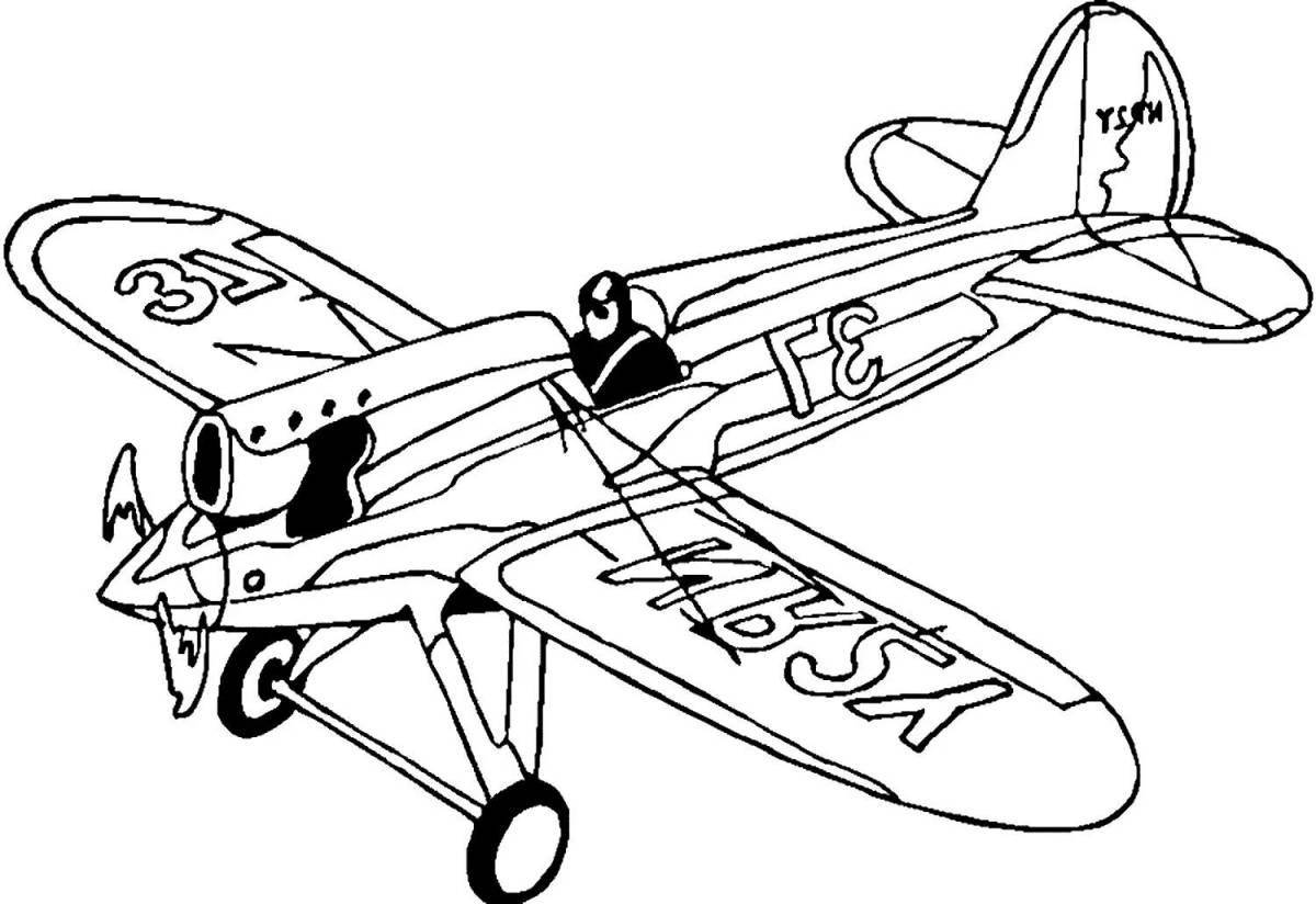 Coloring book funny plane