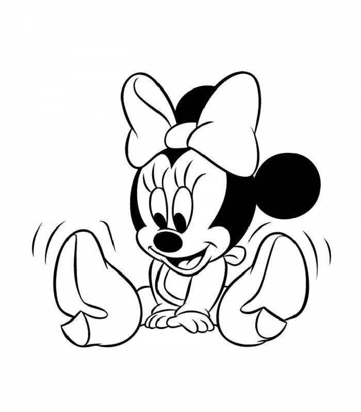 Playful coloring cartoon mouse