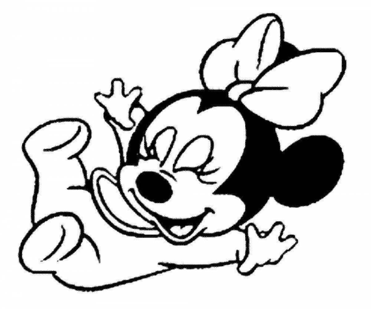 Joyful coloring cartoon mouse