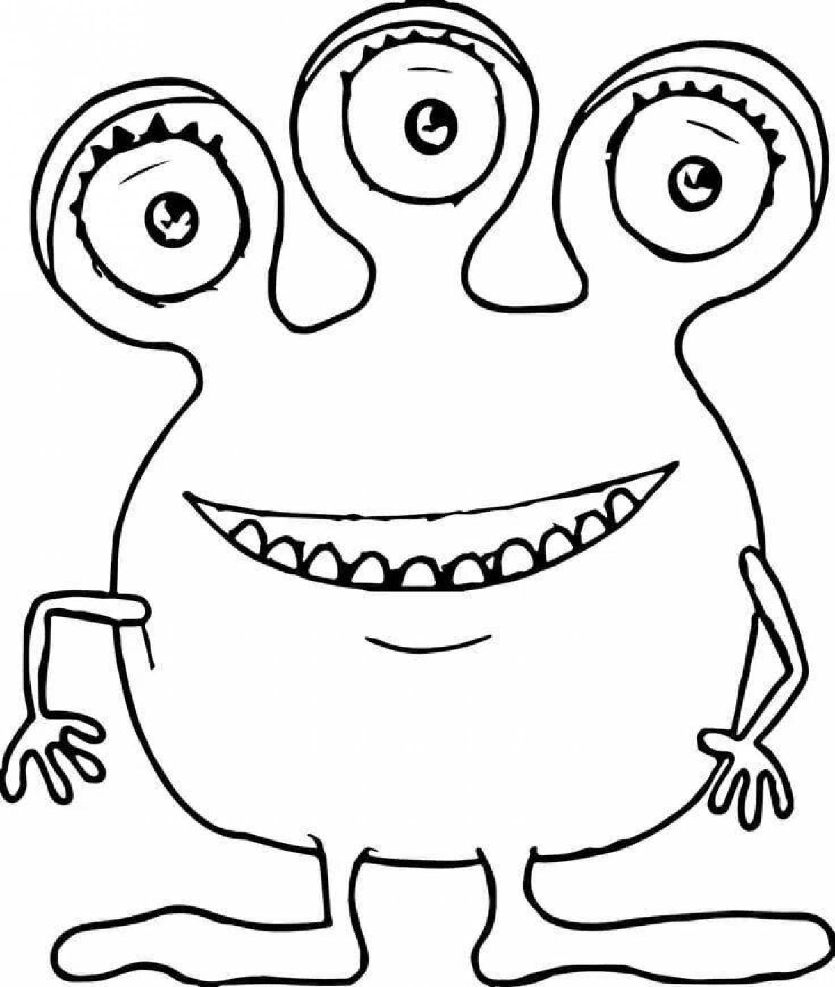 Glowing rainbow monsters coloring page