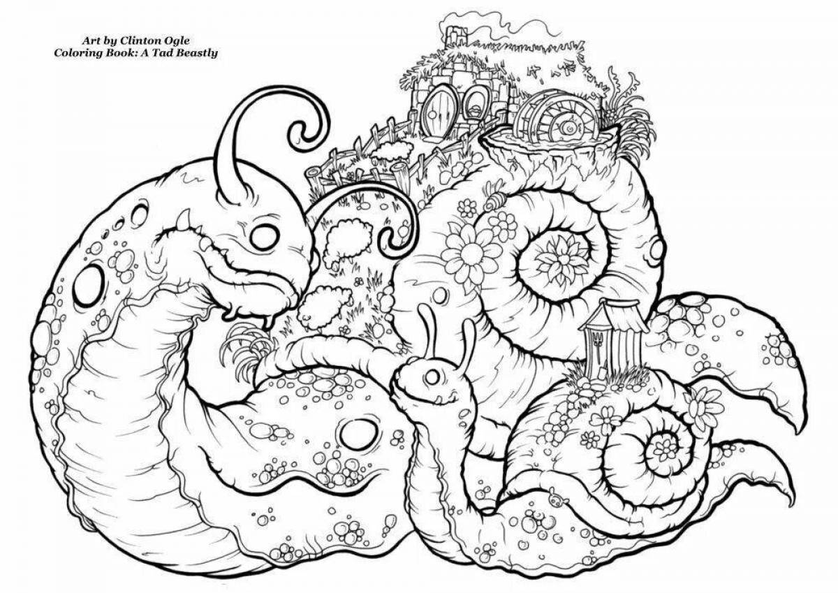 Incredible rainbow monsters coloring page