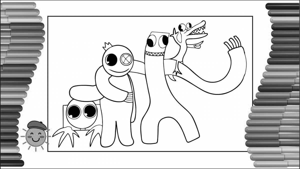 Adorable rainbow monsters coloring page