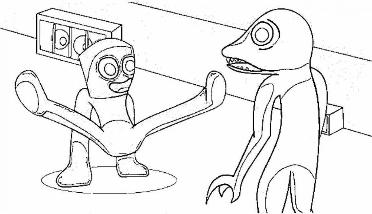 Coloring page of spectacular rainbow monsters
