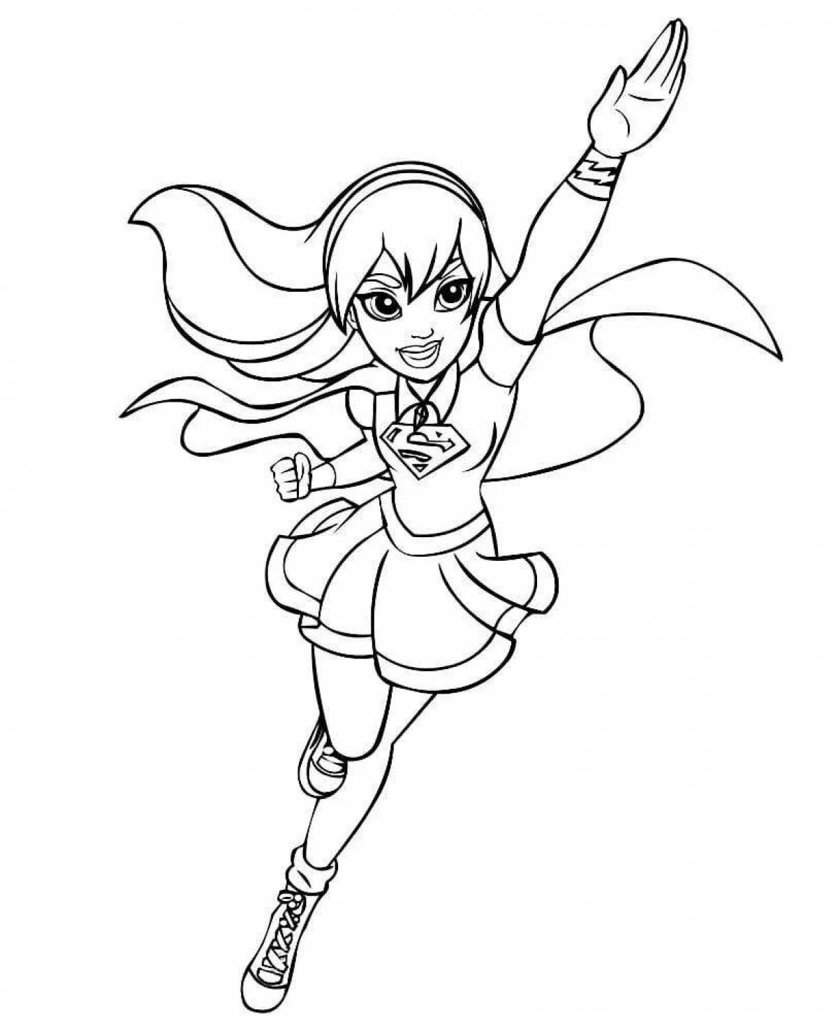 Coloring page funny superhero girls
