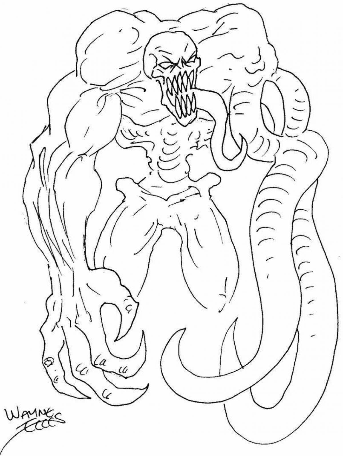 Coloring book terrifying scary monsters