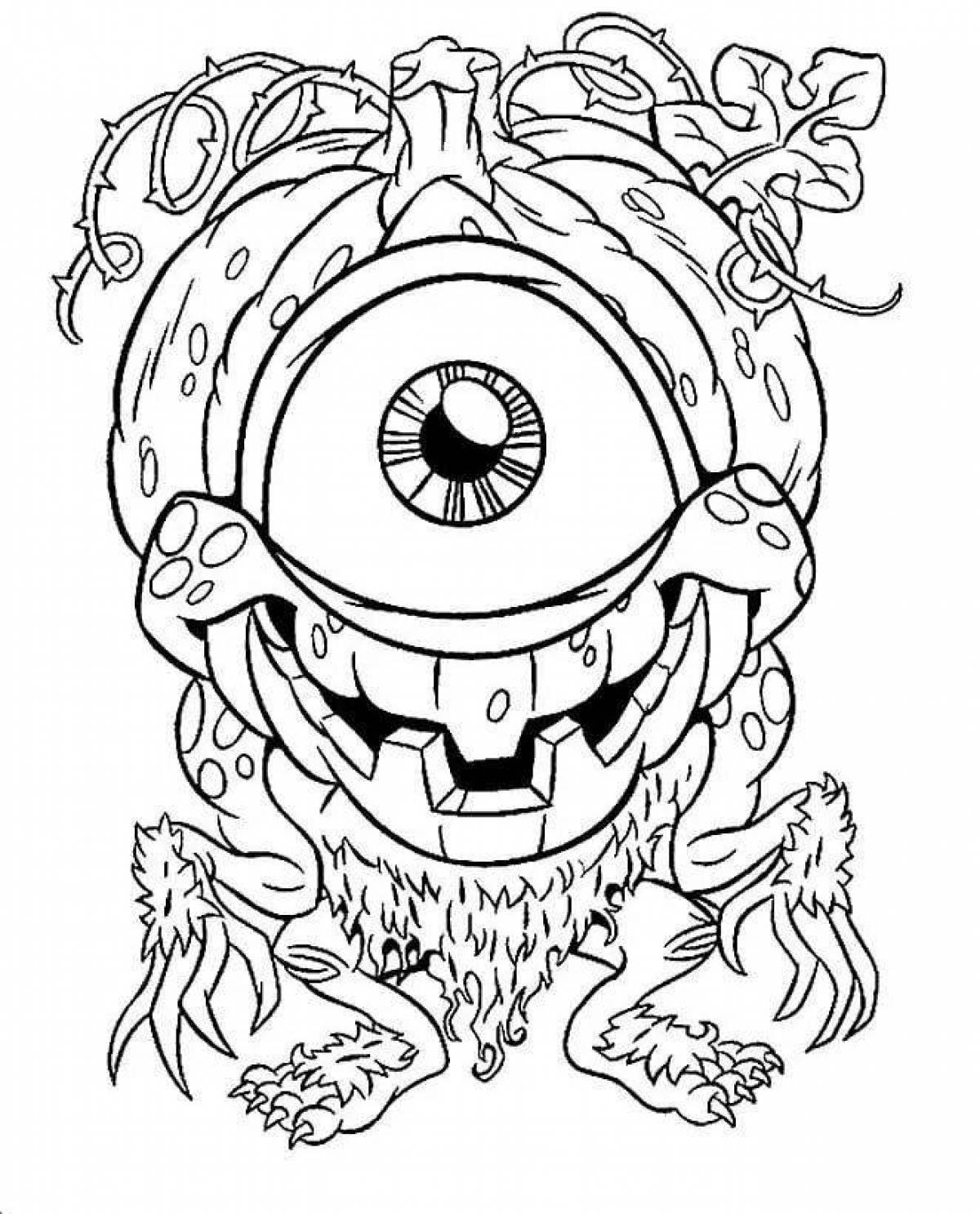 Coloring page chilling scary monsters