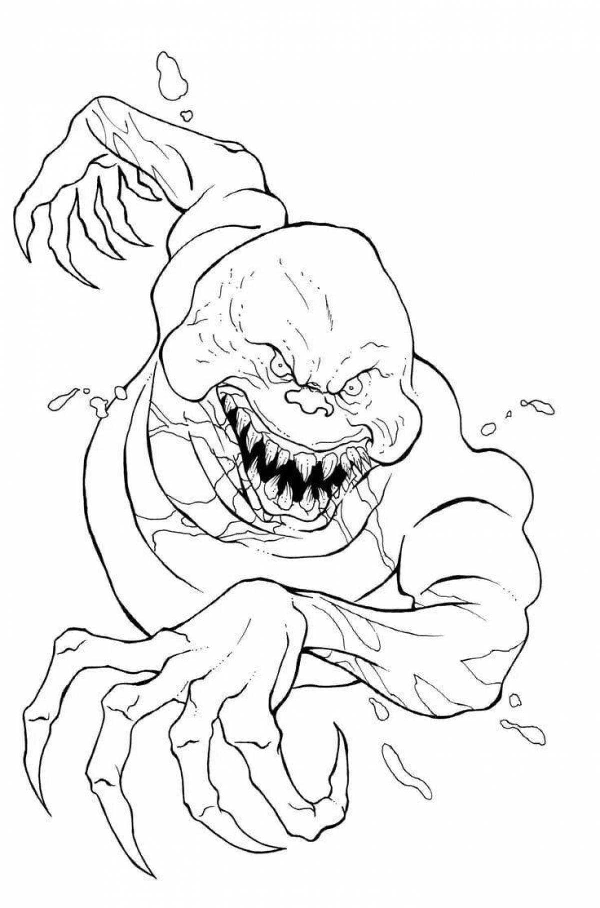 Coloring book menacing scary monsters