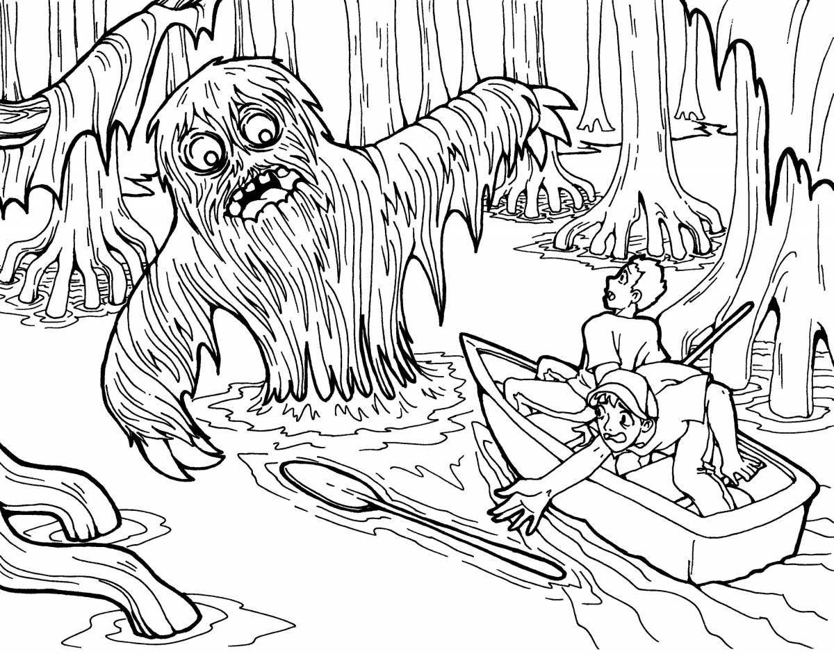 Grotesque scary monsters coloring book