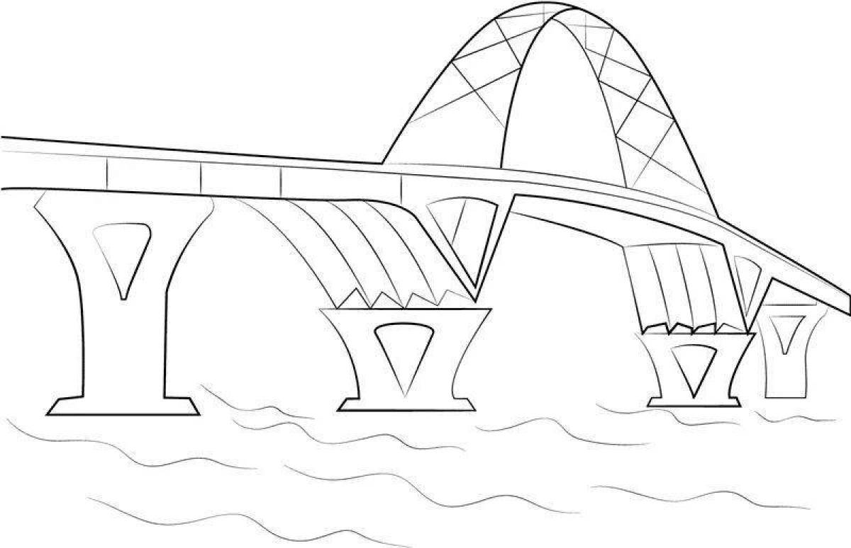 Красочно иллюстрированный крымский мост раскраска