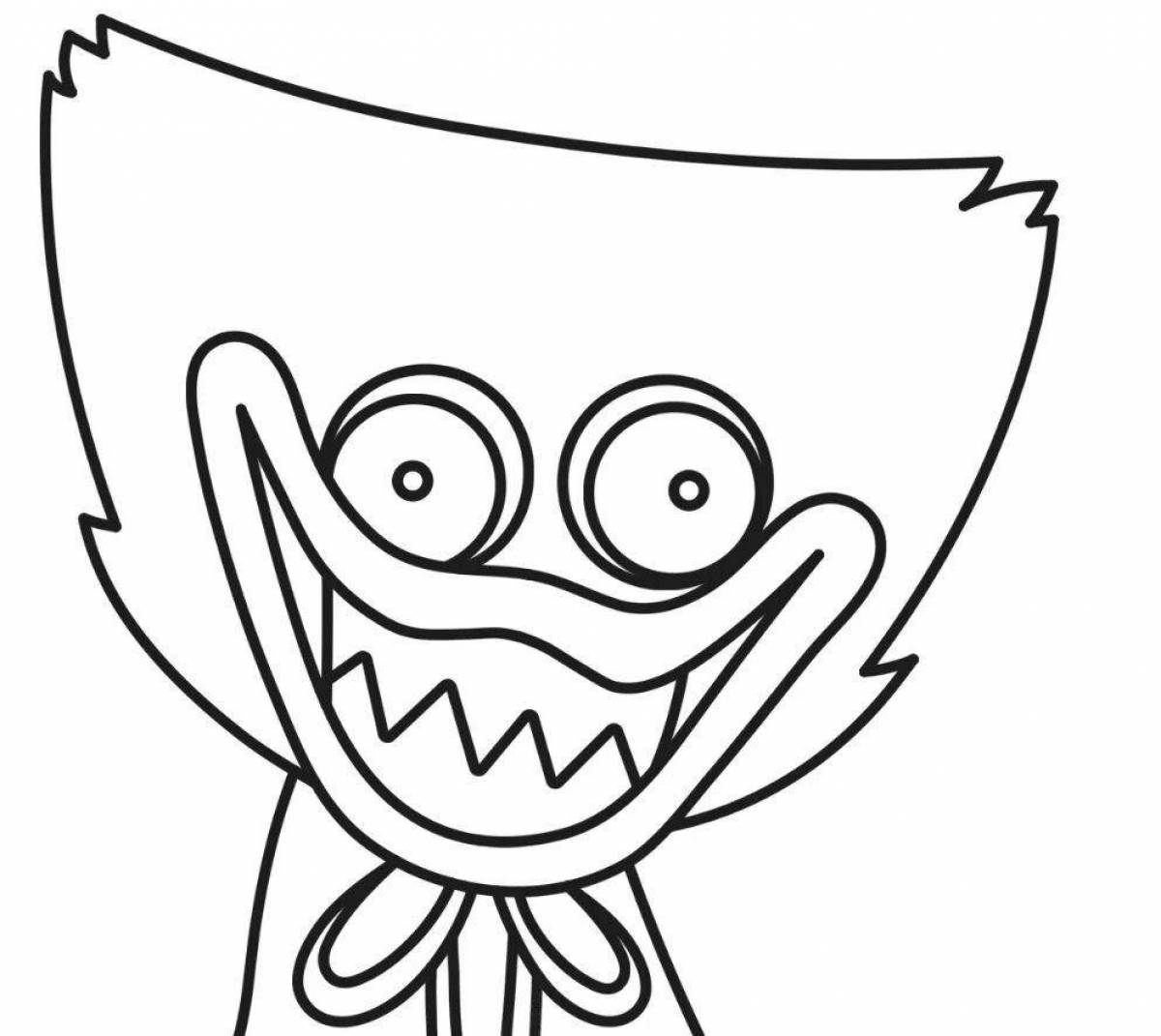 Coloring page happy blue monster