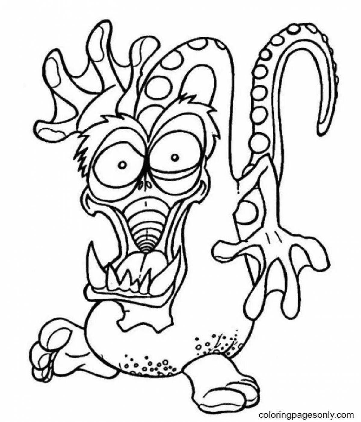 Bright blue monster coloring page