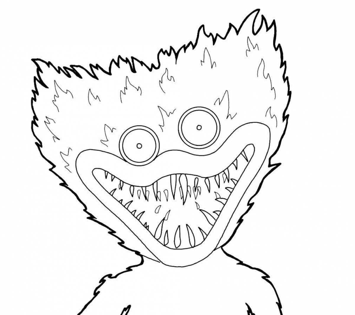 Happy blue monster coloring page