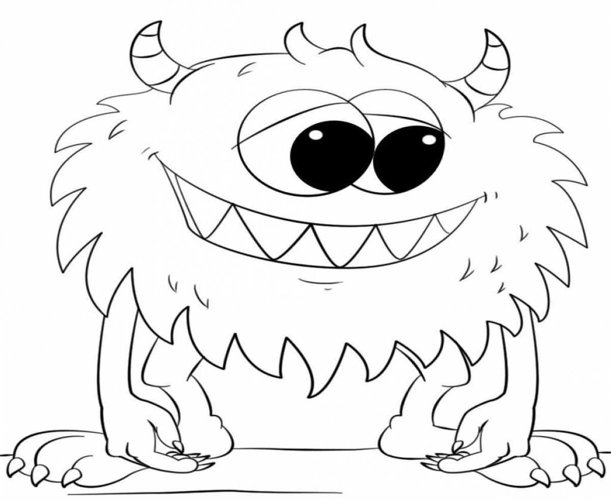 Surprised blue monster coloring page