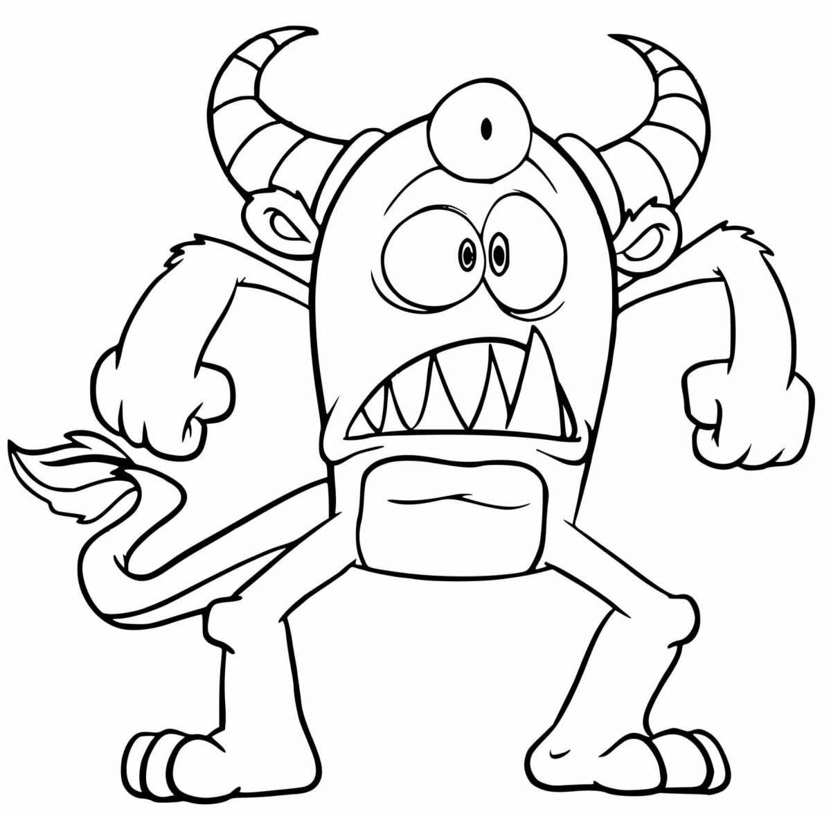 Animated blue monster coloring page