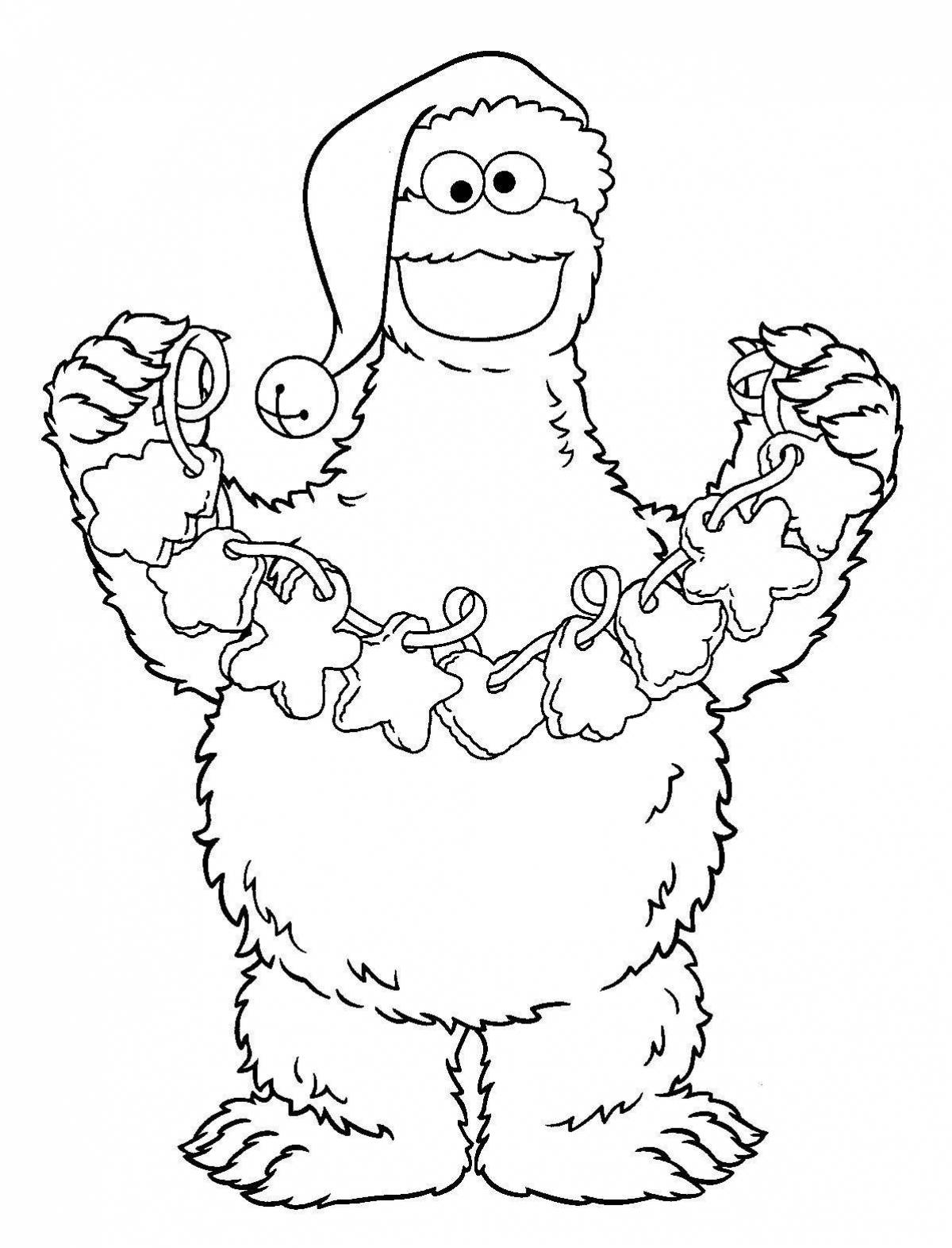Glittering blue monster coloring page