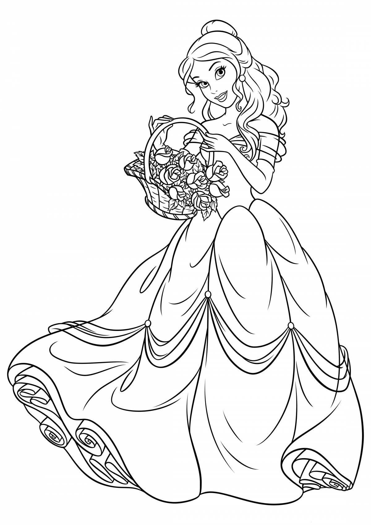 Glorious princess belle coloring page