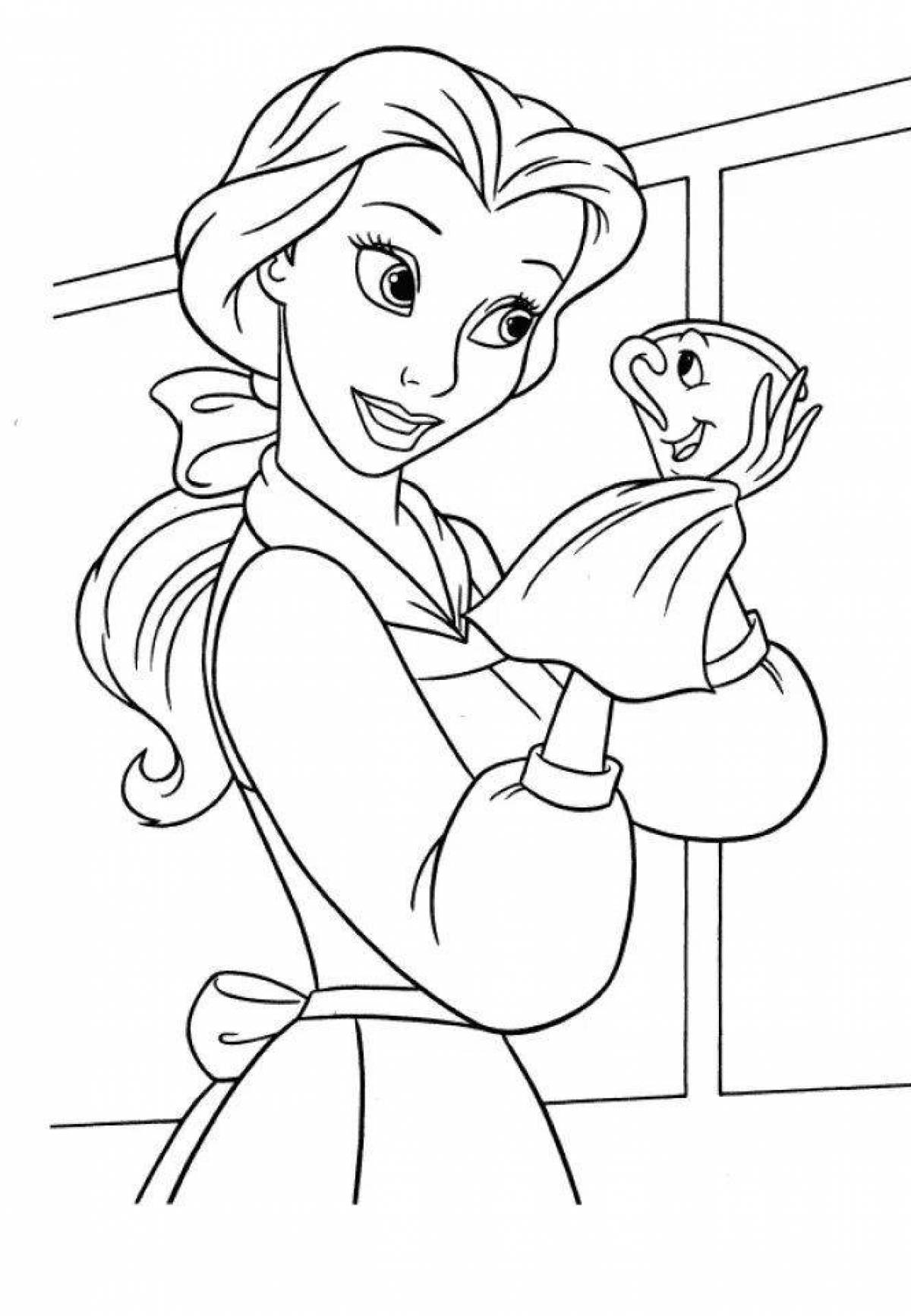 Adorable belle princess coloring page