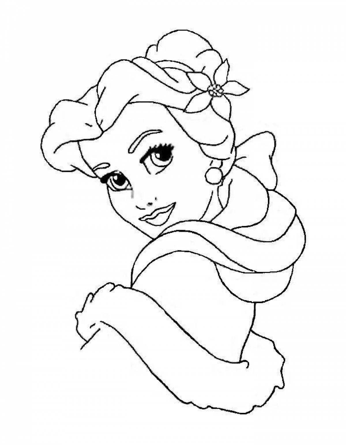 Beautiful princess belle coloring page