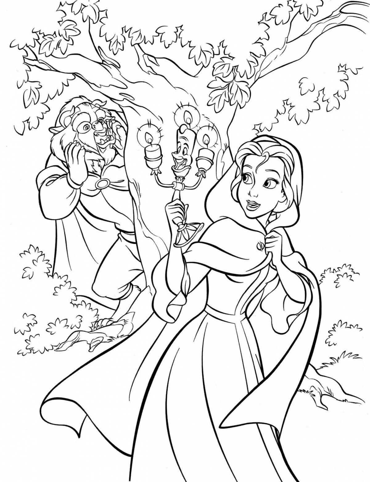 Colorful belle princess coloring page