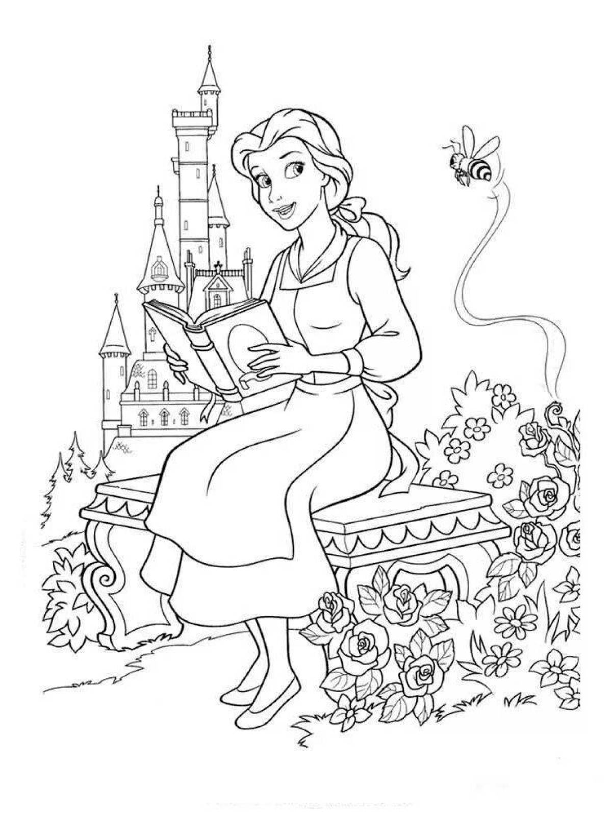 Раскраска сказочная принцесса белль
