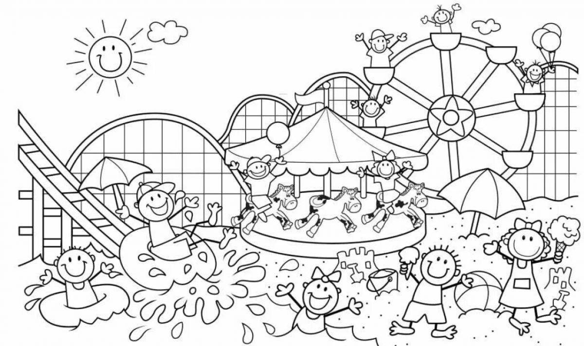 Fabulous amusement park coloring book