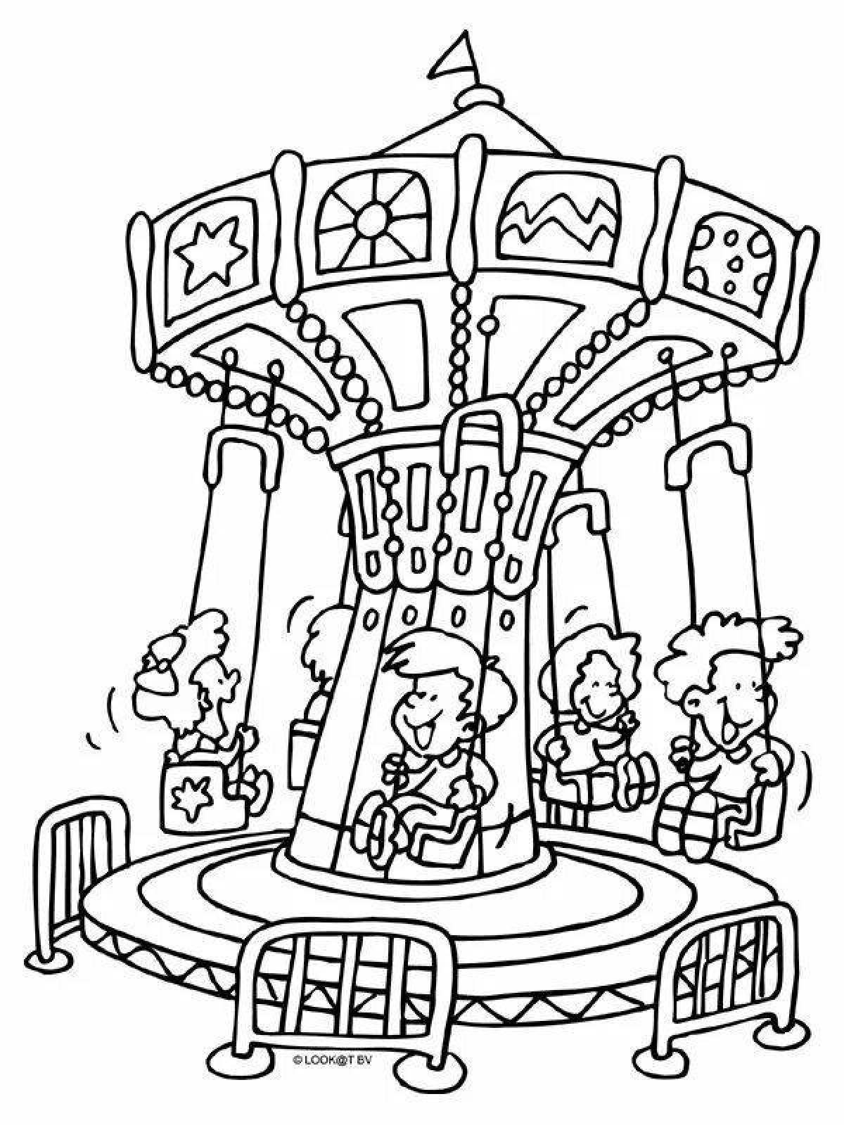 Playful amusement park coloring page