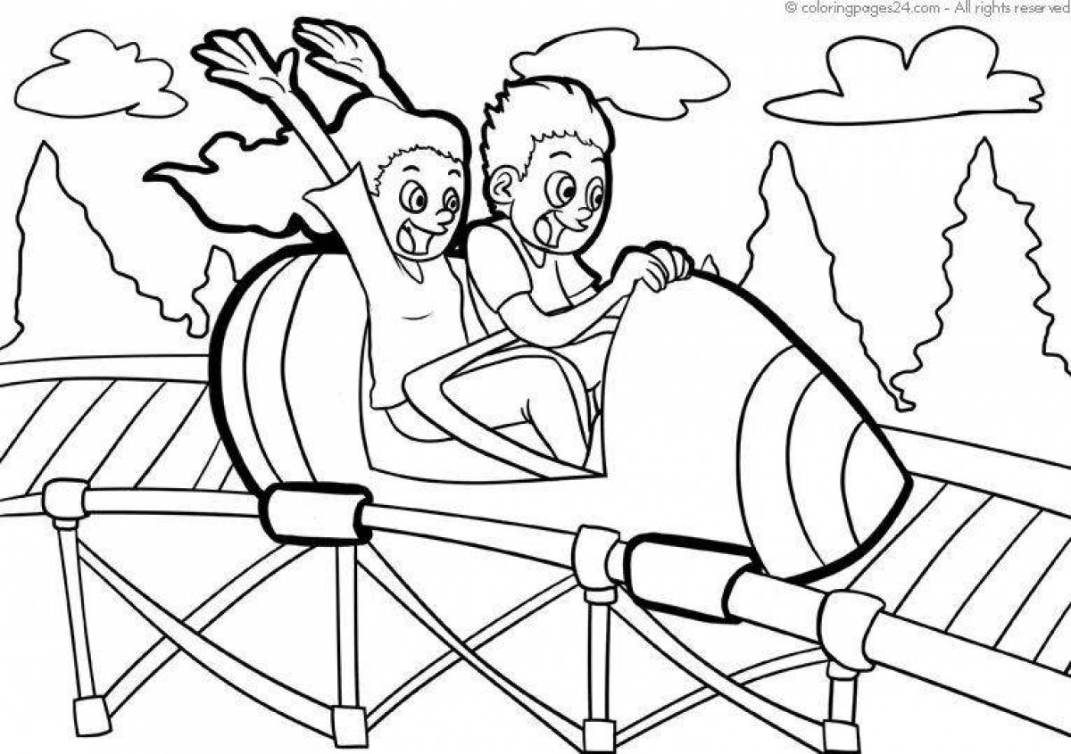 Exciting amusement park coloring book