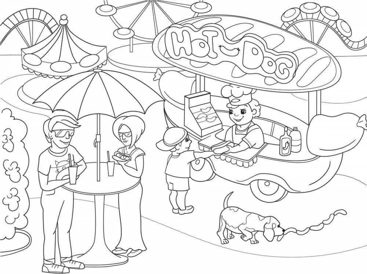 Coloring book for an exciting amusement park