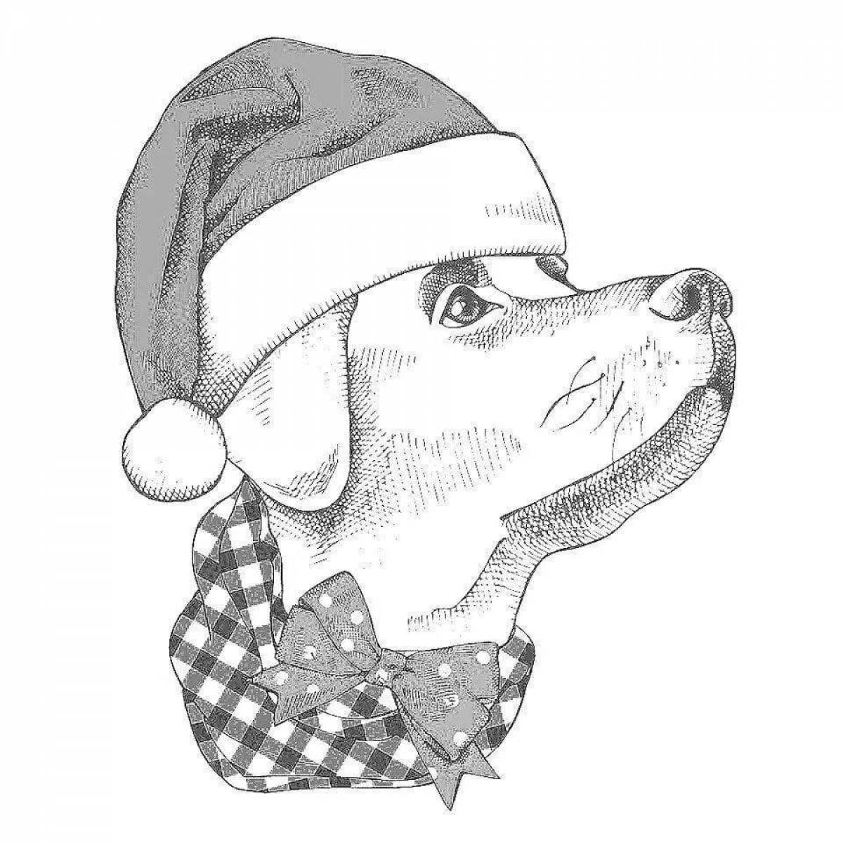 Playful Christmas dog coloring book