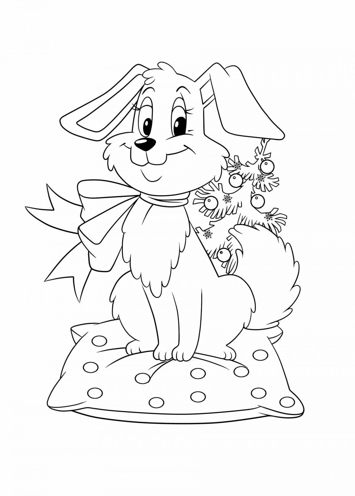 Sweet dog Christmas coloring book