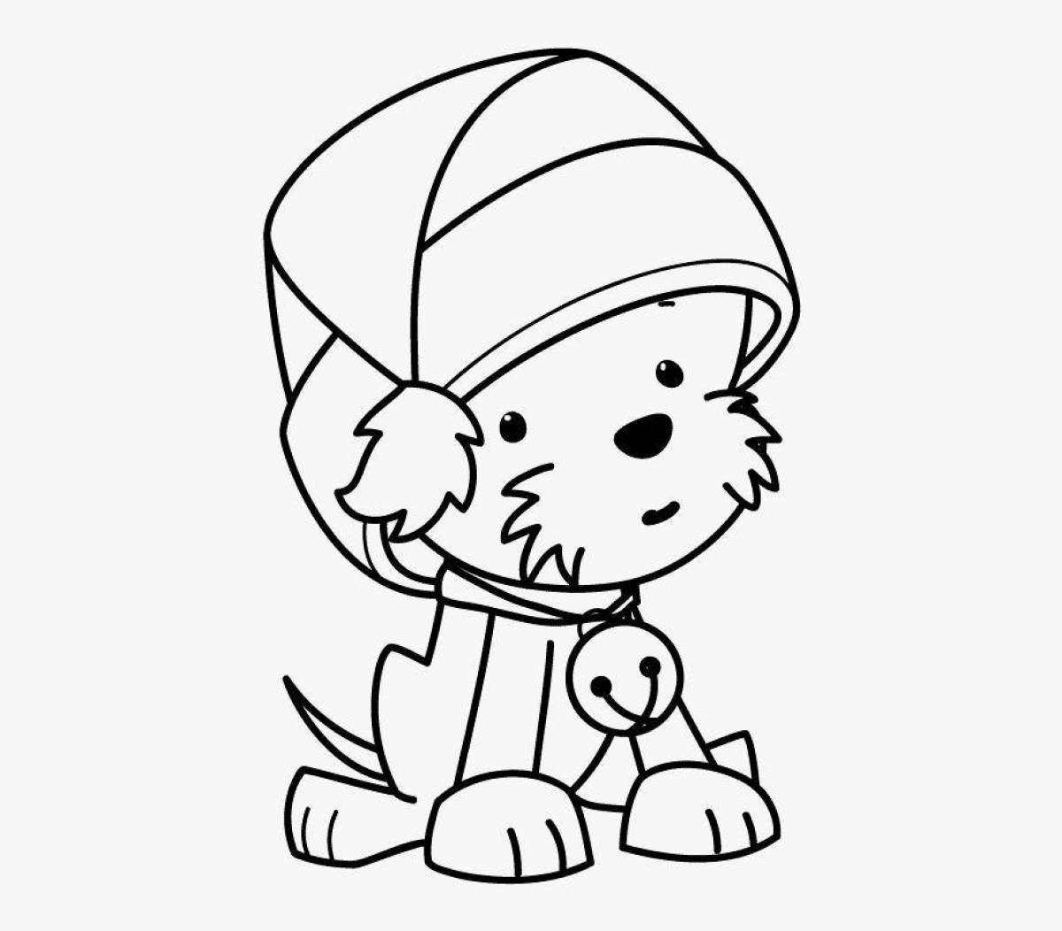 Fancy dog ​​christmas coloring book