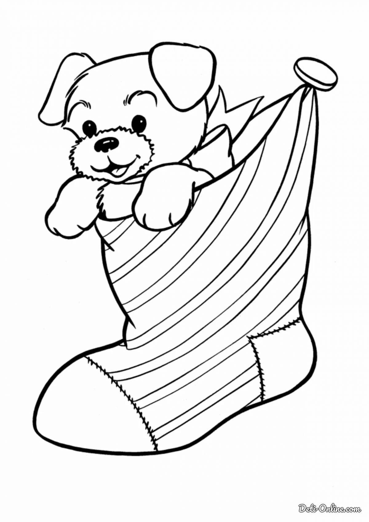 Glitter dog Christmas coloring book