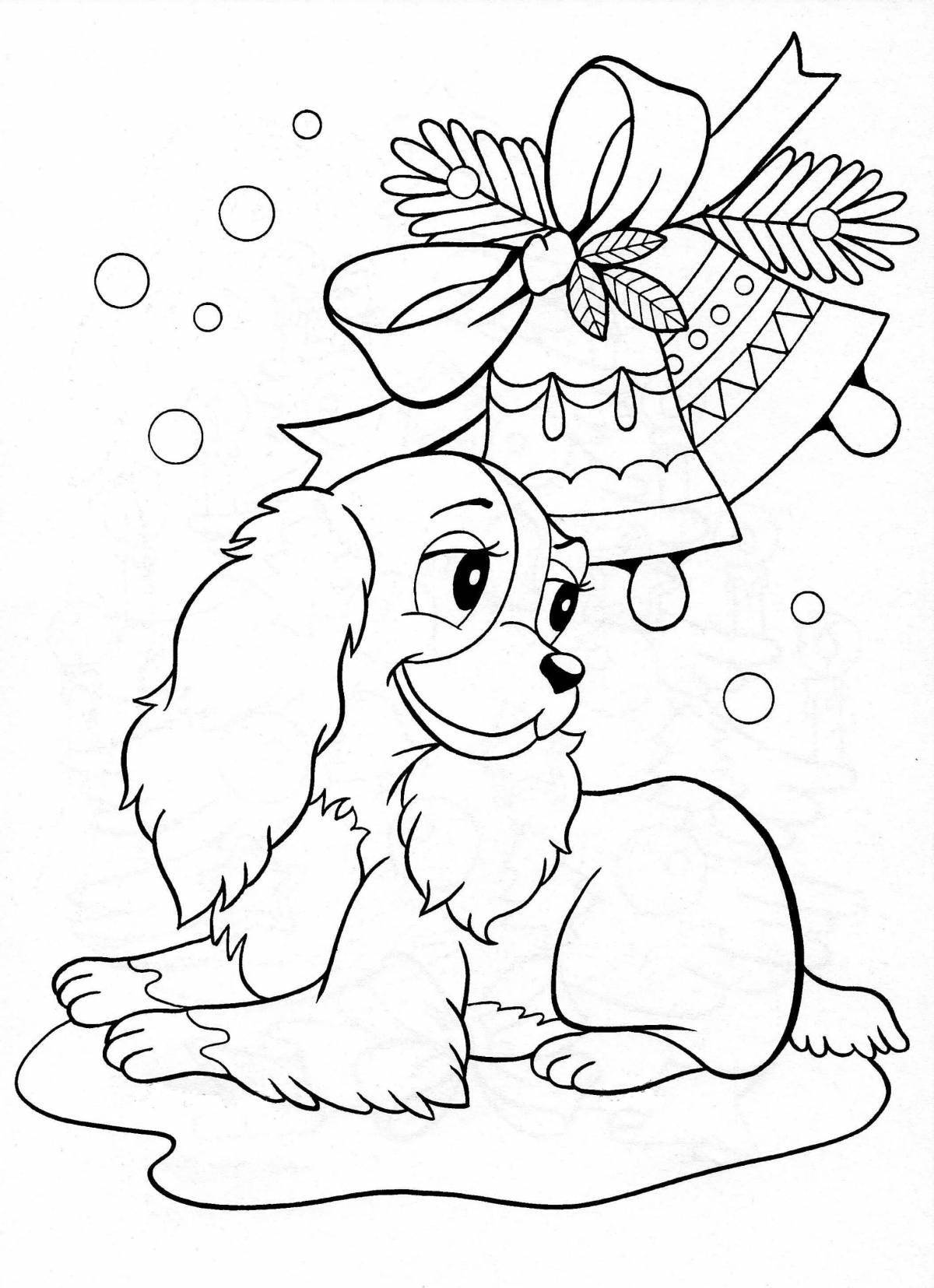 Christmas dog coloring page