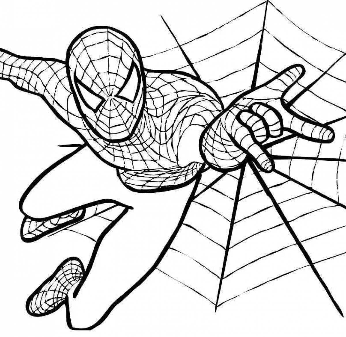 Красочная страница раскраски человека-паука