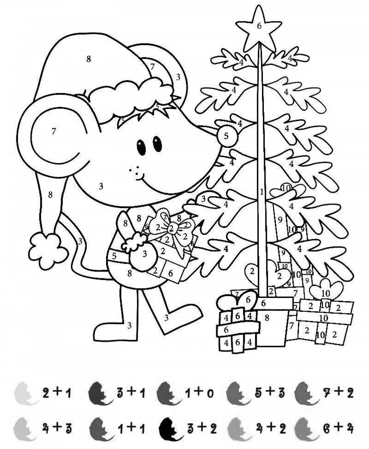 Inspirational Christmas math coloring book