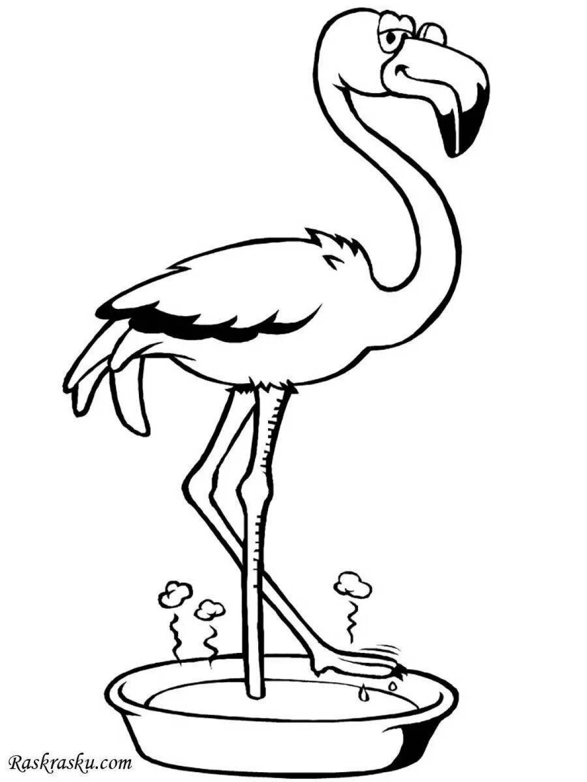 Exotic pink flamingo coloring page