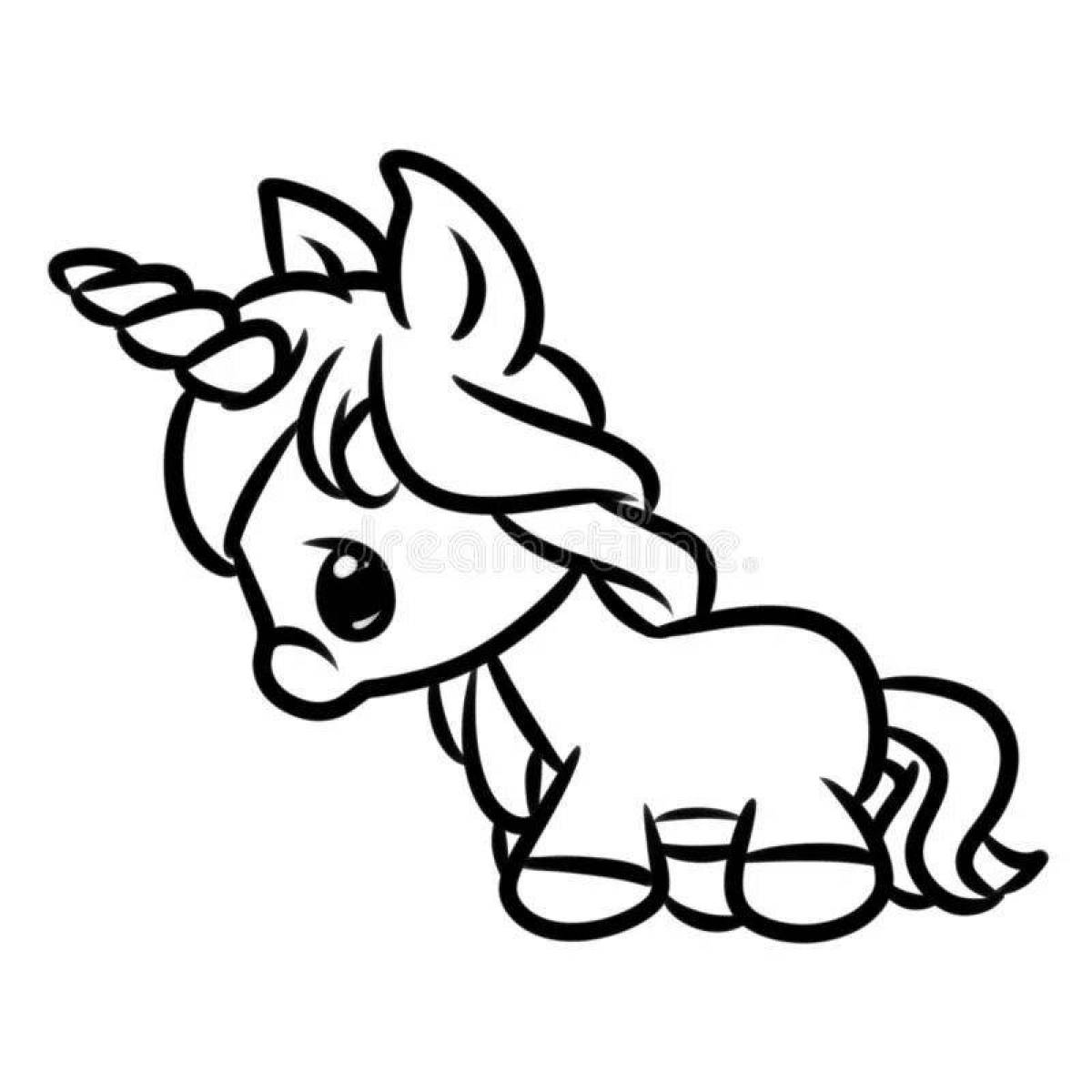 Fluffy coloring little unicorn