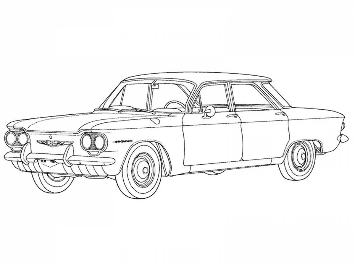 Coloring page elegant cars of the ussr