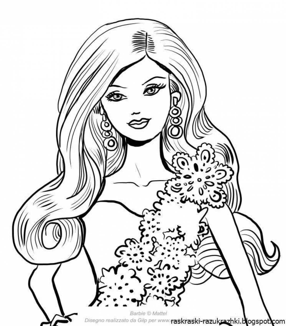 Awesome barbie coloring page