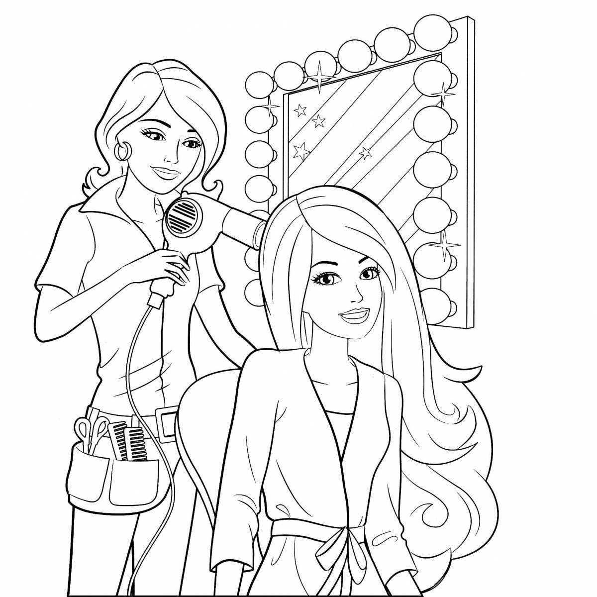 Live coloring barbie drawing page