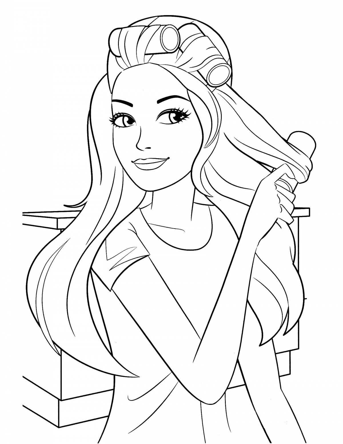 Exciting coloring book for drawing barbie
