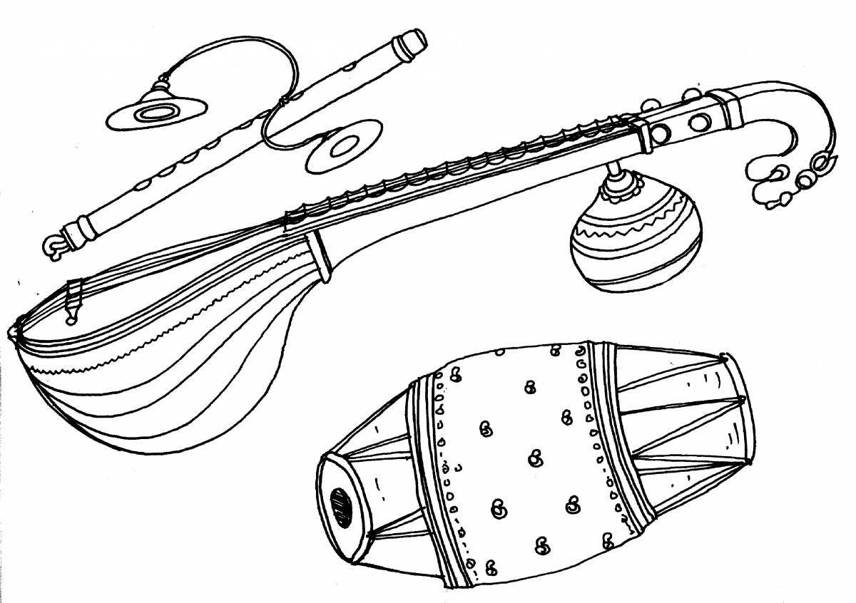 Vivacious coloring page folk instruments