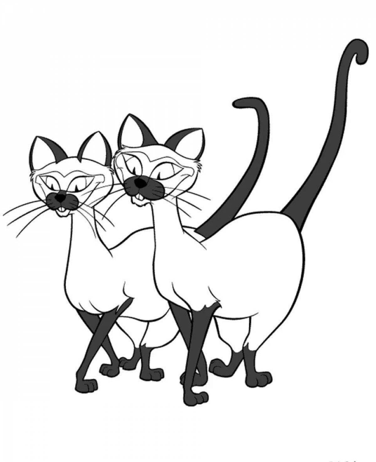 Привлекательная страница раскраски сиамской кошки