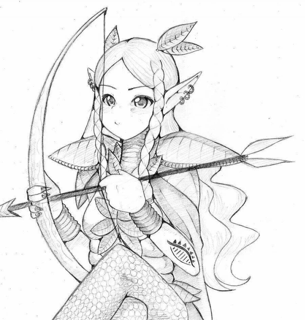 Smiling elf coloring page