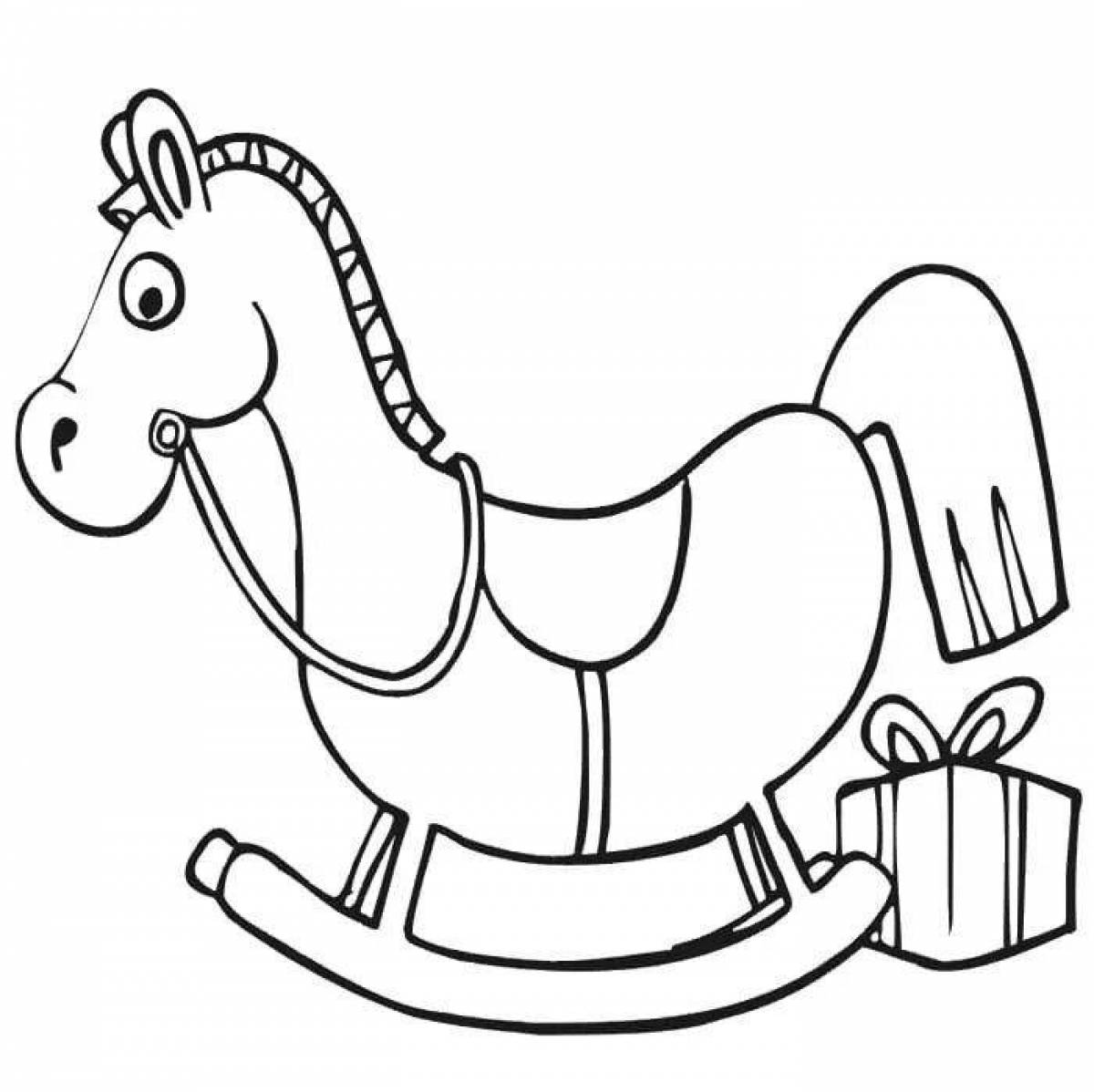Coloring book funny rocking horse