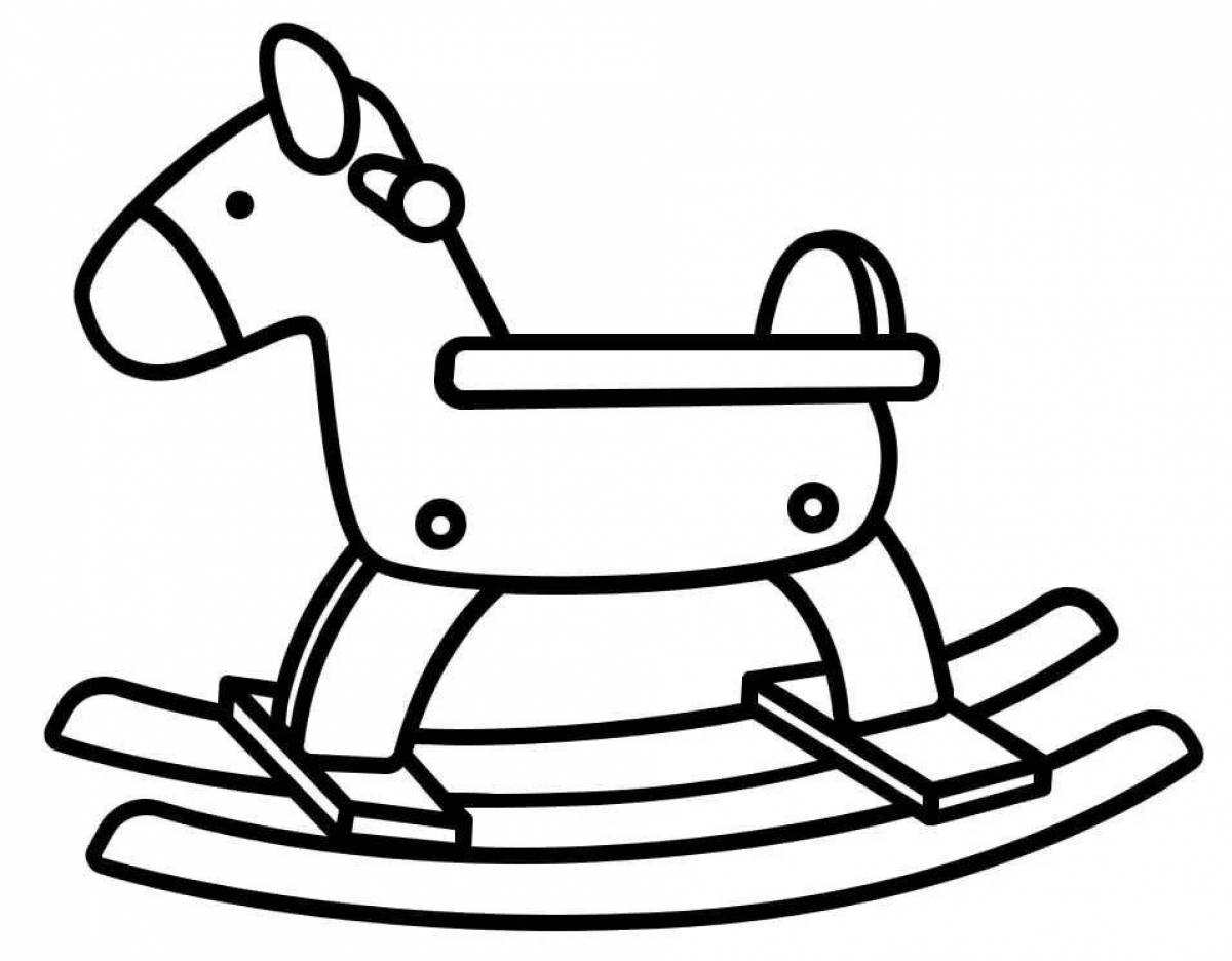 Charming rocking horse coloring book